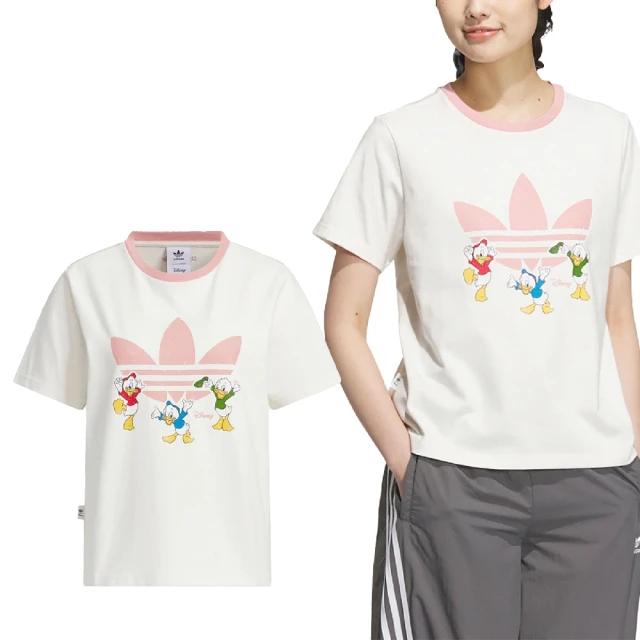 adidas 愛迪達 短袖 HDL GFX Tee 女款 白 粉紅 唐老鴨姪子 迪士尼聯名 愛迪達(JP1428)