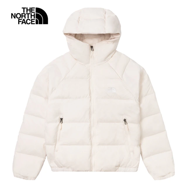 The North Face 北面女款米白色防風防潑水連帽羽絨外套｜7QVVQLI