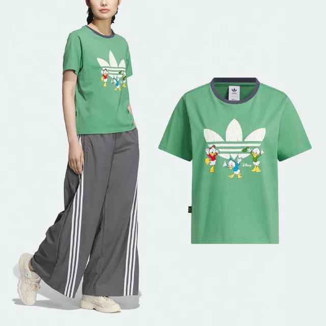 adidas 愛迪達 短袖 HDL GFX Tee 女款 綠 唐老鴨姪子 迪士尼聯名 愛迪達(JP1427)