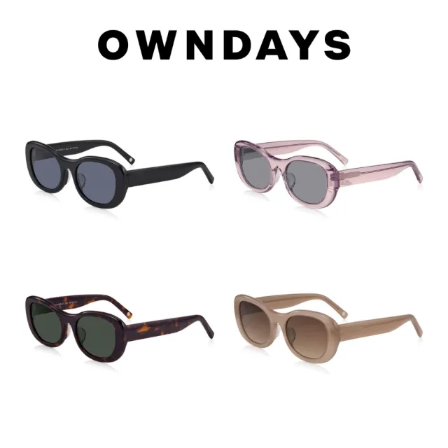 【OWNDAYS】時尚橢圓框墨鏡(SUN2102B-4S)