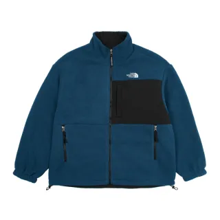 【The North Face 官方旗艦】北面男款藍色DWR防潑水雙面穿立領抓絨外套｜89YY1NO