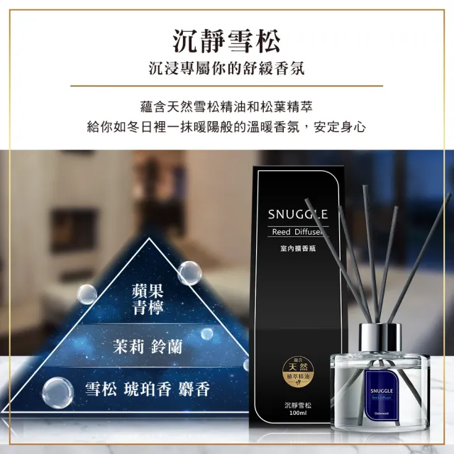 【SNUGGLE】香氛室內擴香 100ml 3入組(柑橘/白玫瑰/森林/小蒼蘭/雪松/玫瑰/白茶/白麝香/烏龍/梔子花)