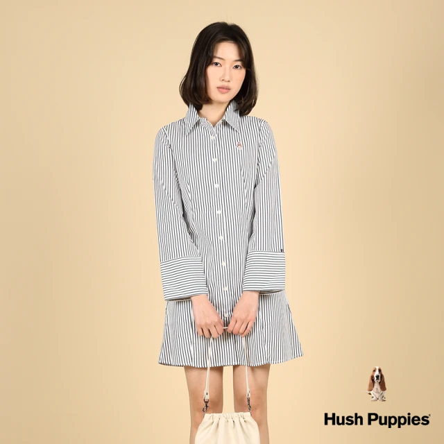 Hush Puppies 女裝 線衫 雙色條紋羅紋落肩線衫(