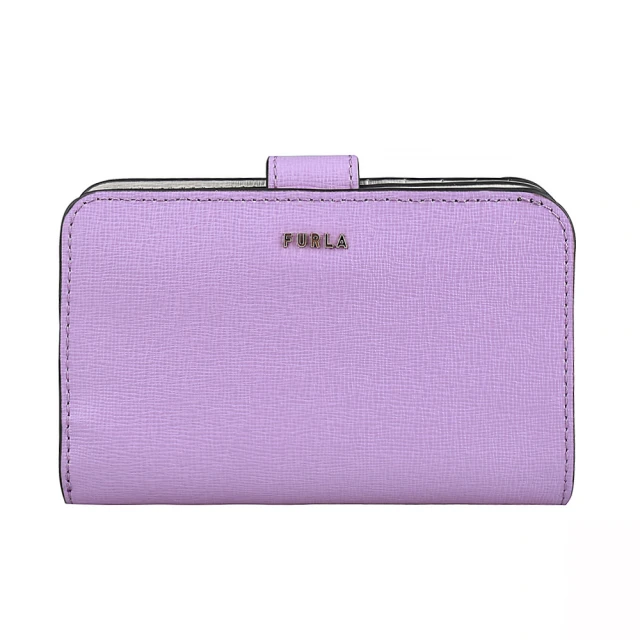 FURLA 芙拉 FURLA BABYLON金字LOGO扣式10卡防刮牛皮對折中夾(薰衣草紫x灰)