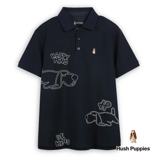 Hush Puppies 男裝 POLO衫 Q版趴趴狗刺繡POLO衫(丈青 / 44101105)