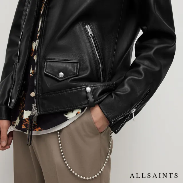 【ALLSAINTS】MILO 桀傲不馴騎士羔羊皮皮衣外套-黑 ML025N(藝人同款)