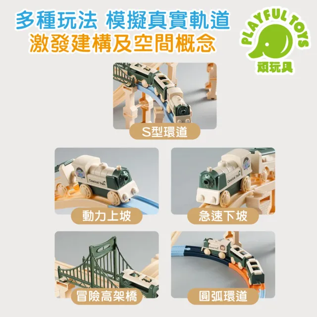 【Playful Toys 頑玩具】69PCS雙層軌道火車組(玩具車 軌道車 電動火車)