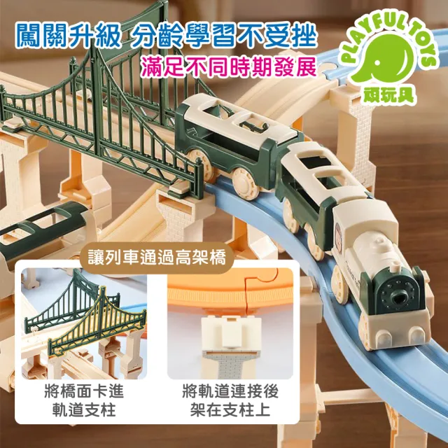 【Playful Toys 頑玩具】69PCS雙層軌道火車組(玩具車 軌道車 電動火車)
