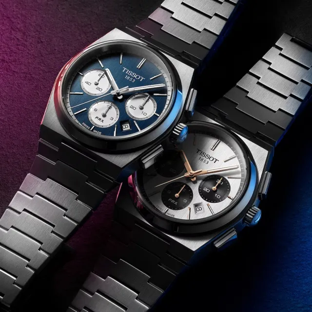 【TISSOT 天梭】PRX系列 熊貓 70年代復刻計時機械錶-42mm 開學禮 送禮 推薦(T1374271104100)