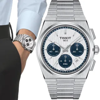 【TISSOT 天梭 官方授權】PRX系列 熊貓 70年代復刻計時機械錶-42mm 七夕 情人節禮物(T1374271101101)