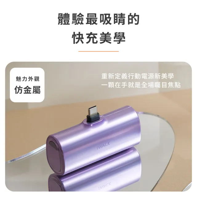 【iWALK】LPX001 4900mAh TWINS 雙頭直插式口袋行動電源(Lightning/Type-C雙用款)