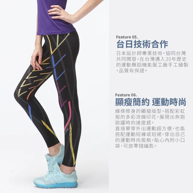 【FREEZONE】現貨 彩虹I 印花輕量無縫壓力長褲 女款-FZ800II型(緊身機能壓縮/運動瑜珈/慢跑登山/健身重訓)