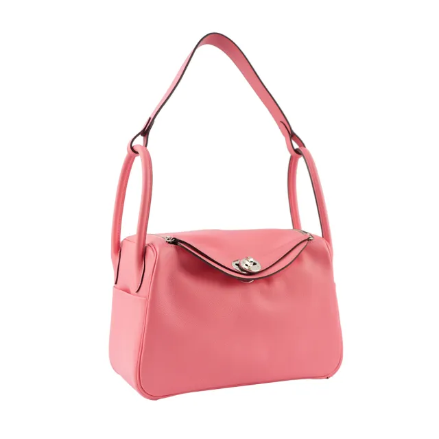 【Hermes 愛馬仕】銀釦 EVERCOLOR Lindy 26cm_展示品(夏日玫瑰粉)