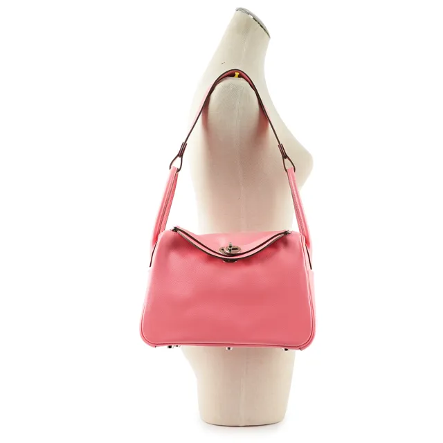 【Hermes 愛馬仕】銀釦 EVERCOLOR Lindy 26cm_展示品(夏日玫瑰粉)