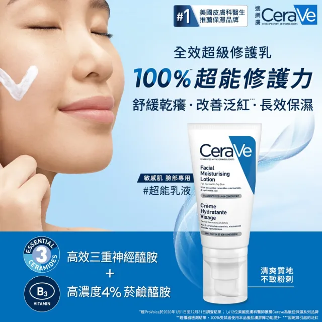 【CeraVe 適樂膚】臉部三入任選屯貨組★全效水光B5玻尿酸修護精華+全效超級修護乳or日間溫保濕乳*2