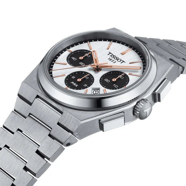 【TISSOT 天梭】PRX系列 熊貓計時機械腕錶-42mm(T1374271101100)父親節 送禮自用首選