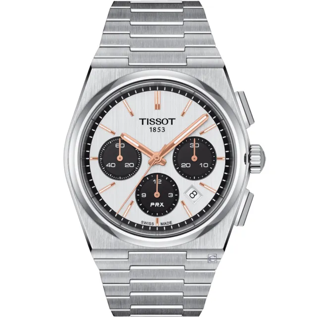 【TISSOT 天梭】PRX系列 熊貓計時機械腕錶-42mm(T1374271101100)父親節 送禮自用首選
