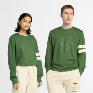 【Timberland 官方旗艦】中性綠色印花長袖T恤(A43P5EIN)