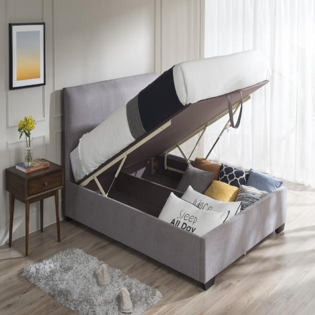 【FL 滿屋生活】FL Mountain大山-6尺雙色滾邊高背收納後掀床架(掀床/繃布床架/人氣款/雙人加大/6X6.2尺)