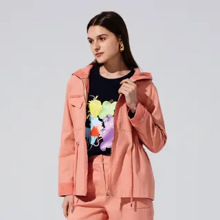 【KERAIA 克萊亞】愉悅橙休閒連帽風衣外套