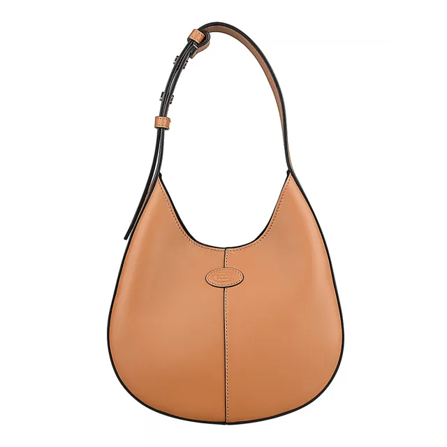 【TOD’S】TOD’S Di Bag皮革壓印LOGO小牛皮手提肩背新月包(迷你/棕)