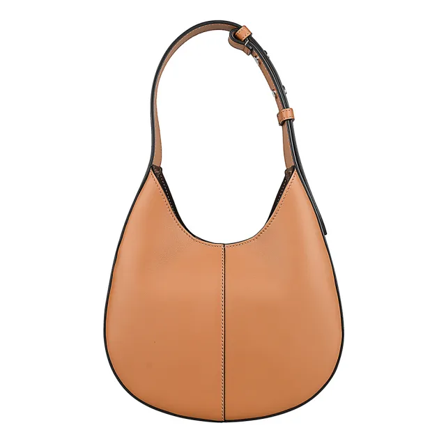 【TOD’S】TOD’S Di Bag皮革壓印LOGO小牛皮手提肩背新月包(迷你/棕)