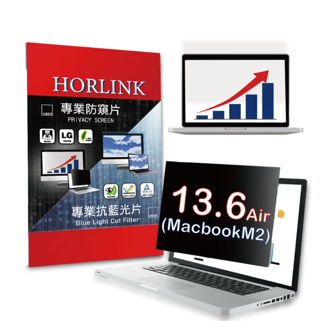 HORLINK MacBook Air 13.6 M2 超薄磁吸螢幕防窺片(防窺/抗藍光/抗眩光/螢幕保護)