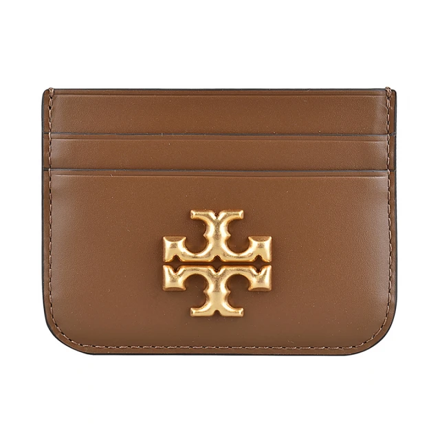 TORY BURCH TORY BURCH ELEANOR T LOGO柔軟牛皮5卡名片夾(棕)