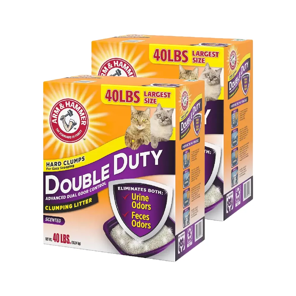 【ARM&HAMMER 鐵鎚】雙效加強除臭貓砂(礦砂)40LB*2入