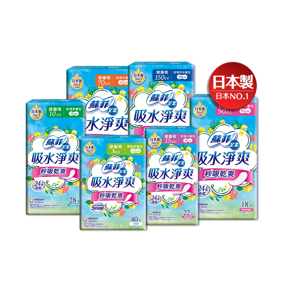 【蘇菲艾柔】吸水淨爽漏尿專用護墊 8包/箱(3cc/10cc/15cc/50cc/70cc/150cc)