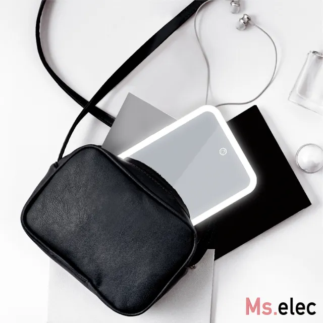 【Ms.elec 米嬉樂】輕薄LED觸控光鏡+40℃離子美容儀 LM-012+WI-001(溫感美容)