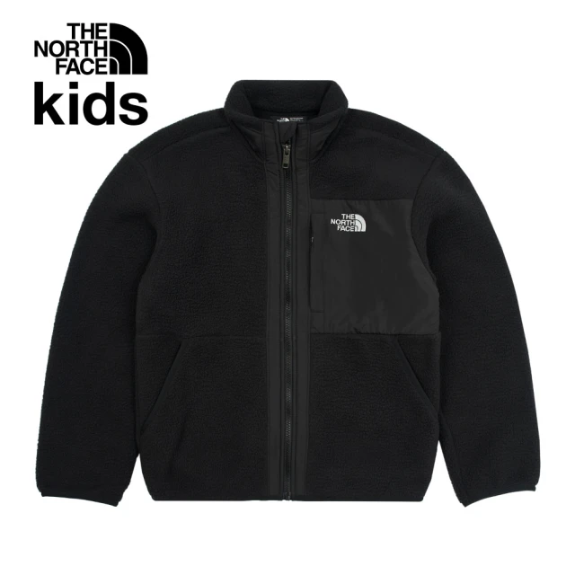 The North Face 北面兒童黑色舒適保暖休閒立領抓絨外套｜8AZGJK3