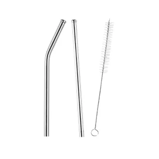 【GREEN BELL 綠貝】316不鏽鋼防刮口迷你兒童吸管 3件組(直吸管 彎吸管 清潔刷 光滑 防刮嘴 安全 SGS)