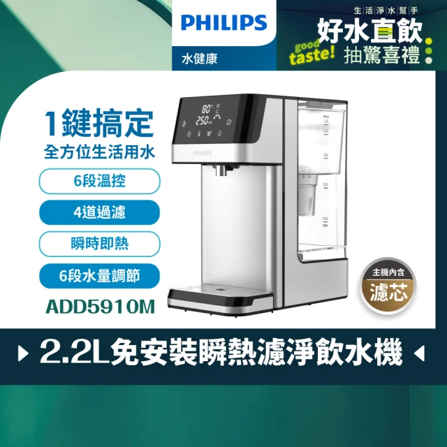 Philips 飛利浦 2.2L免安裝瞬熱濾淨飲水機 ADD5910M(主機內含濾芯)