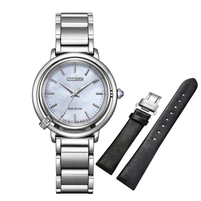 【CITIZEN 星辰】L系列 珍珠母貝 光動能錶 女錶-31.2mm(EM1090-60D)