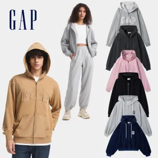 【GAP】男女裝 Logo刺繡/小熊拼接連帽外套-多款任選(639420&637173&638410)