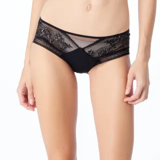 【Passionata】Maddie.蕾絲四角無痕內褲 XS-M 黑色.47H40_011(透視緹花蕾絲.珠羅紗細膩透氣.)
