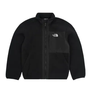 【The North Face 官方旗艦】北面兒童黑色舒適保暖休閒立領抓絨外套｜8AZGJK3