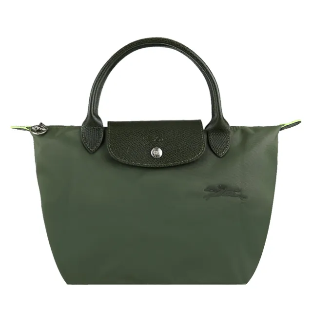 【LONGCHAMP】LE PLIAGE GREEN系列刺繡短把再生尼龍摺疊水餃包(小/多色選)