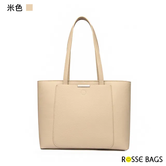 【Rosse Bags】潮流女士外出大容量通勤托特包 肩背包(黑色／米色／卡其色)