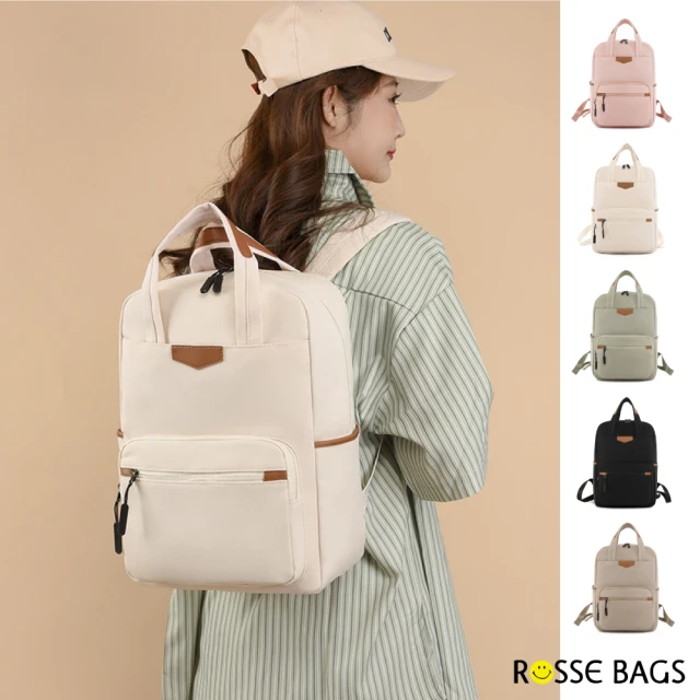 Rosse Bags 經典高顏值防潑水手提肩背休閒旅行背包(現+預 黑色／卡其色／米色