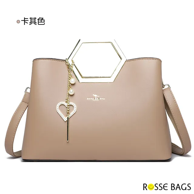 【Rosse Bags】質感時尚多隔層大容量手提包 肩背包 斜背包(米白色 / 卡其色 / 棕色