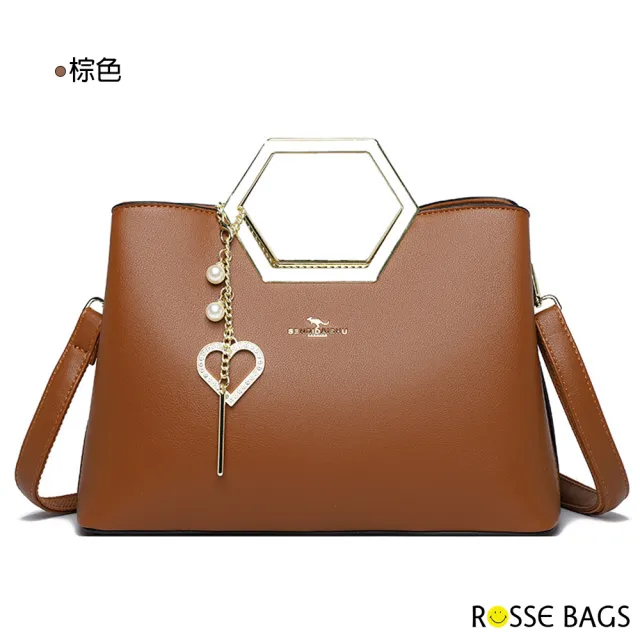 【Rosse Bags】質感時尚多隔層大容量手提包 肩背包 斜背包(米白色 / 卡其色 / 棕色