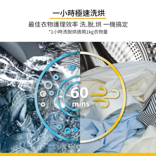 【Whirlpool 惠而浦】贈洗衣球-10公斤Essential Clean溫水洗脫烘變頻滾筒洗衣機(WEHC10BBS)