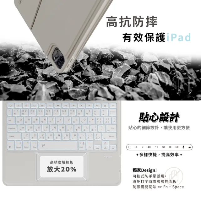 【eiP】Magnetix iPad鍵盤 磁吸可拆式藍牙鍵盤(iPad7/8/9/10/Air5/Pro11/Air6 M2 巧控 鍵盤保護套)