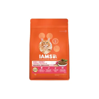 【IAMS愛慕思】健康優活 貓乾糧 1kg 寵物/貓飼料/貓食(成貓營養配方 鮪魚及鮭魚口味)