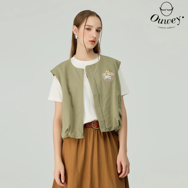 OUWEY 歐薇 都會卡其縲縈假兩件針織上衣(卡其；S-L；