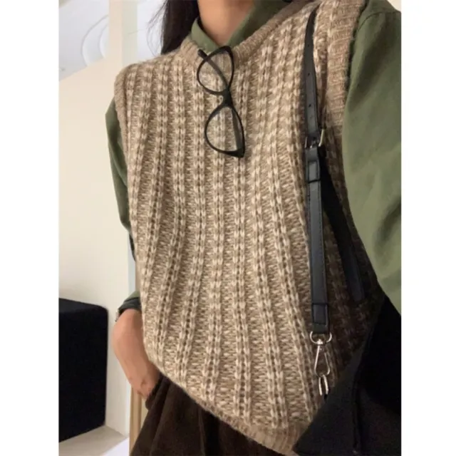 【巴黎精品】現貨+預購 針織背心無袖毛衣(復古拼色編織休閒女上衣3色a1hj71)