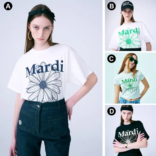 【MARDI MERCREDI】雙11印花短TEE 白 黑 綠 經典小雛菊 CROPPED / TSHIRT FLOWERMARDI