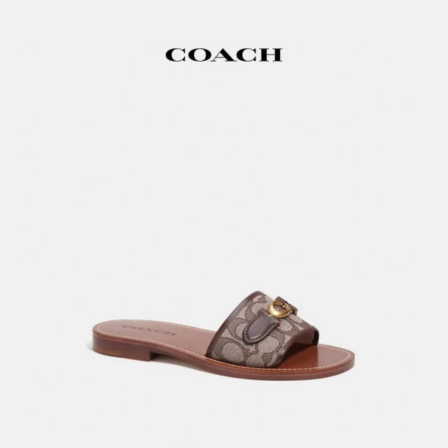 COACHCOACH蔻馳官方直營 經典LogoINA涼鞋-楓棕色/橡木色(CI202)